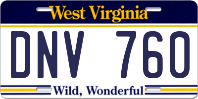 WV license plate DNV760