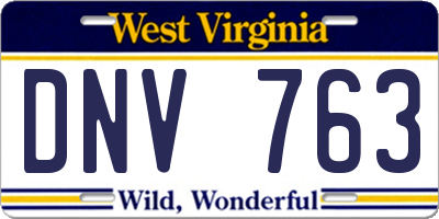 WV license plate DNV763