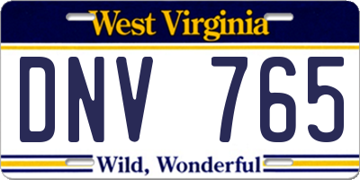 WV license plate DNV765