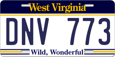 WV license plate DNV773