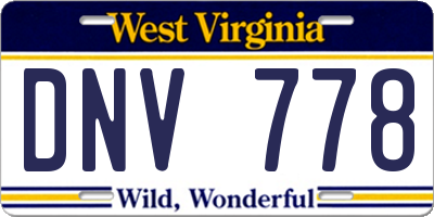WV license plate DNV778