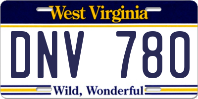 WV license plate DNV780