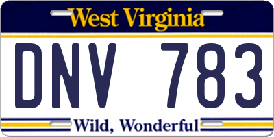 WV license plate DNV783