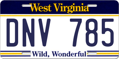 WV license plate DNV785