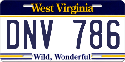 WV license plate DNV786