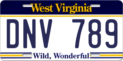 WV license plate DNV789