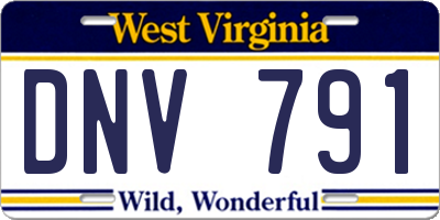 WV license plate DNV791