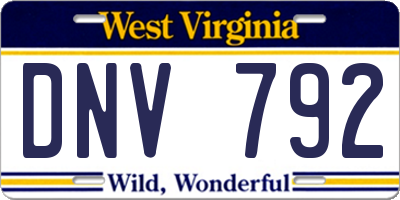 WV license plate DNV792