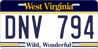 WV license plate DNV794