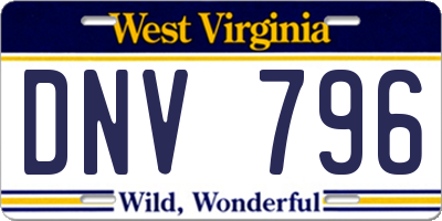 WV license plate DNV796