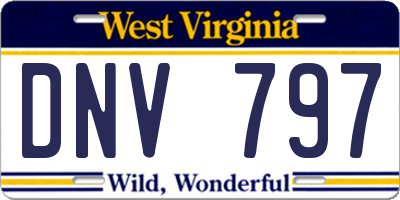 WV license plate DNV797