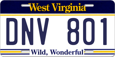 WV license plate DNV801