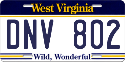 WV license plate DNV802