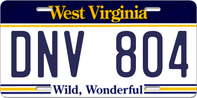 WV license plate DNV804