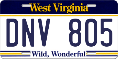 WV license plate DNV805