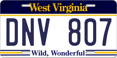 WV license plate DNV807