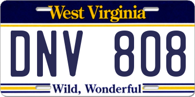 WV license plate DNV808