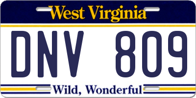 WV license plate DNV809