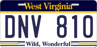 WV license plate DNV810