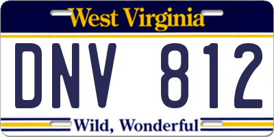 WV license plate DNV812