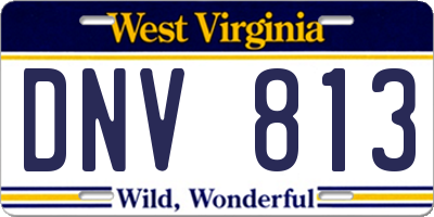 WV license plate DNV813