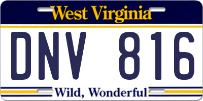 WV license plate DNV816