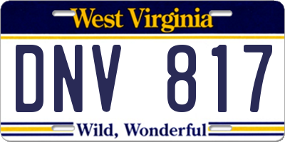 WV license plate DNV817