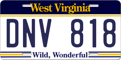 WV license plate DNV818