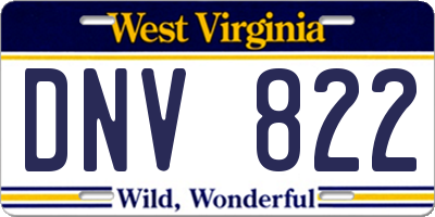 WV license plate DNV822