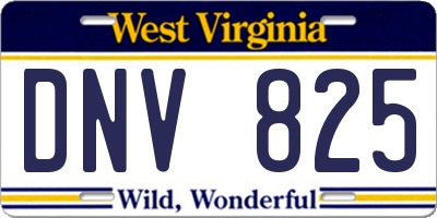 WV license plate DNV825
