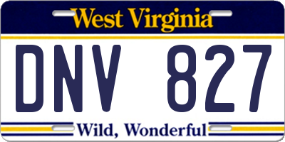 WV license plate DNV827