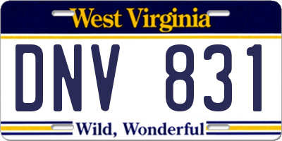 WV license plate DNV831