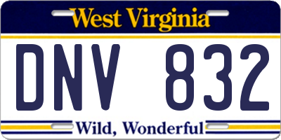 WV license plate DNV832
