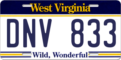 WV license plate DNV833