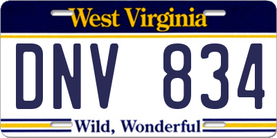 WV license plate DNV834