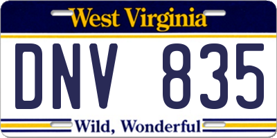 WV license plate DNV835