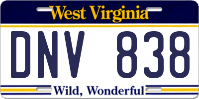 WV license plate DNV838