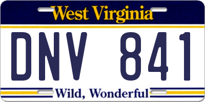 WV license plate DNV841