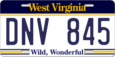 WV license plate DNV845