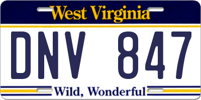 WV license plate DNV847
