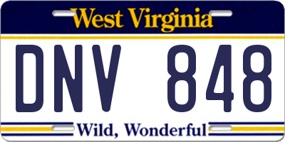 WV license plate DNV848