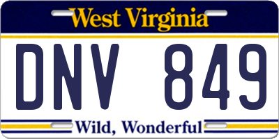 WV license plate DNV849