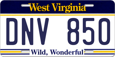 WV license plate DNV850