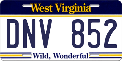 WV license plate DNV852