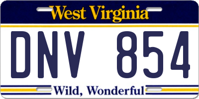 WV license plate DNV854