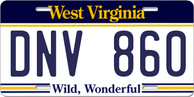 WV license plate DNV860