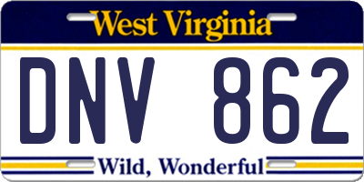 WV license plate DNV862