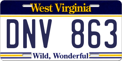 WV license plate DNV863
