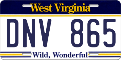 WV license plate DNV865