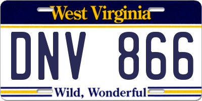 WV license plate DNV866
